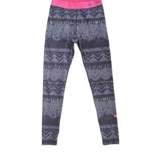 Nike Pro Hyperwarm Purple Pink Digital Fleece Lined Running Leggings Size Small